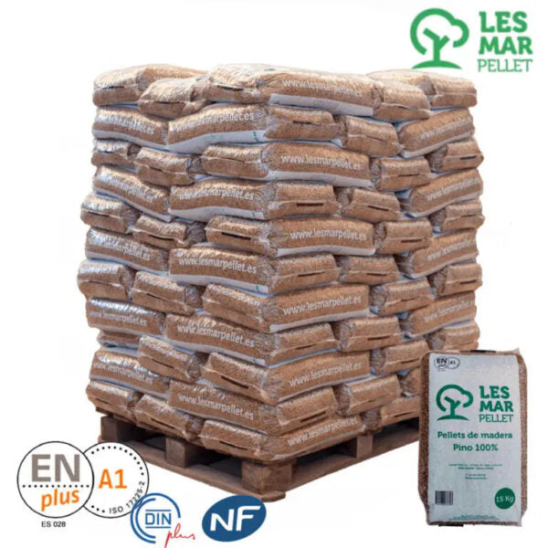 Palette mit 77 Säcken Lesmar Pellet ENPLUS Pin 100 % zertifiziert 15 kg