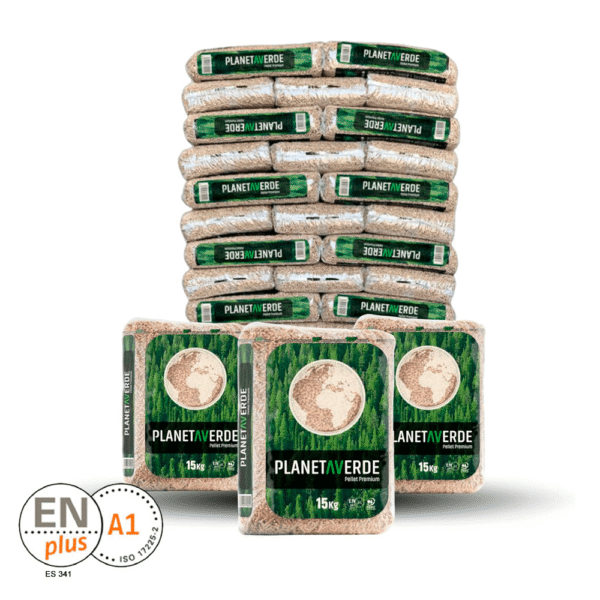 Palette mit 77 DIN ENplus A1-zertifizierten Säcken à 15 kg PLANETA VERDE